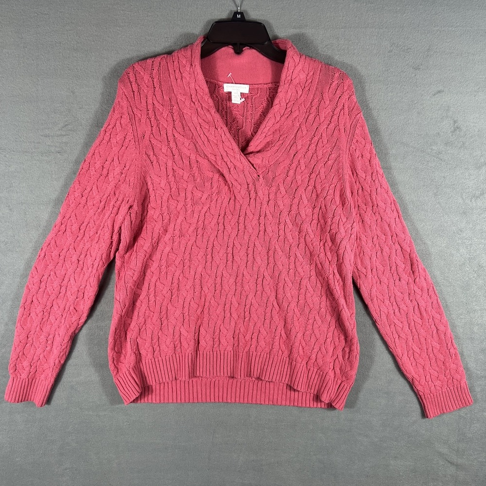 Charter Club Petite P/L Raspberry Pink Cable Knit Cowl Neck Sweater Womens